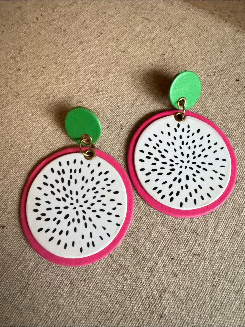 Monday Morning Press Handmade Dragonfruit Round Drop Earrings